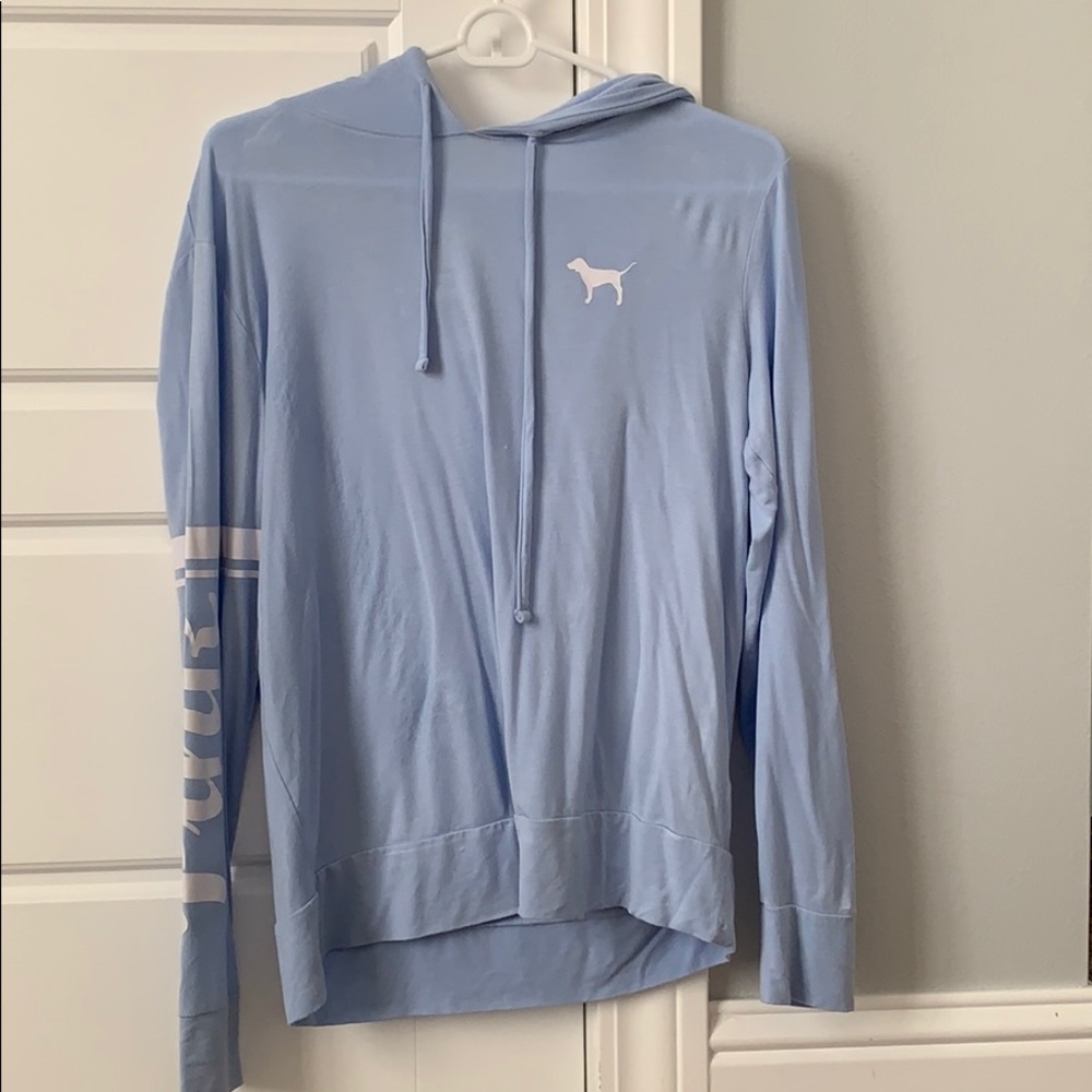 Lavender tee shirt with a hood